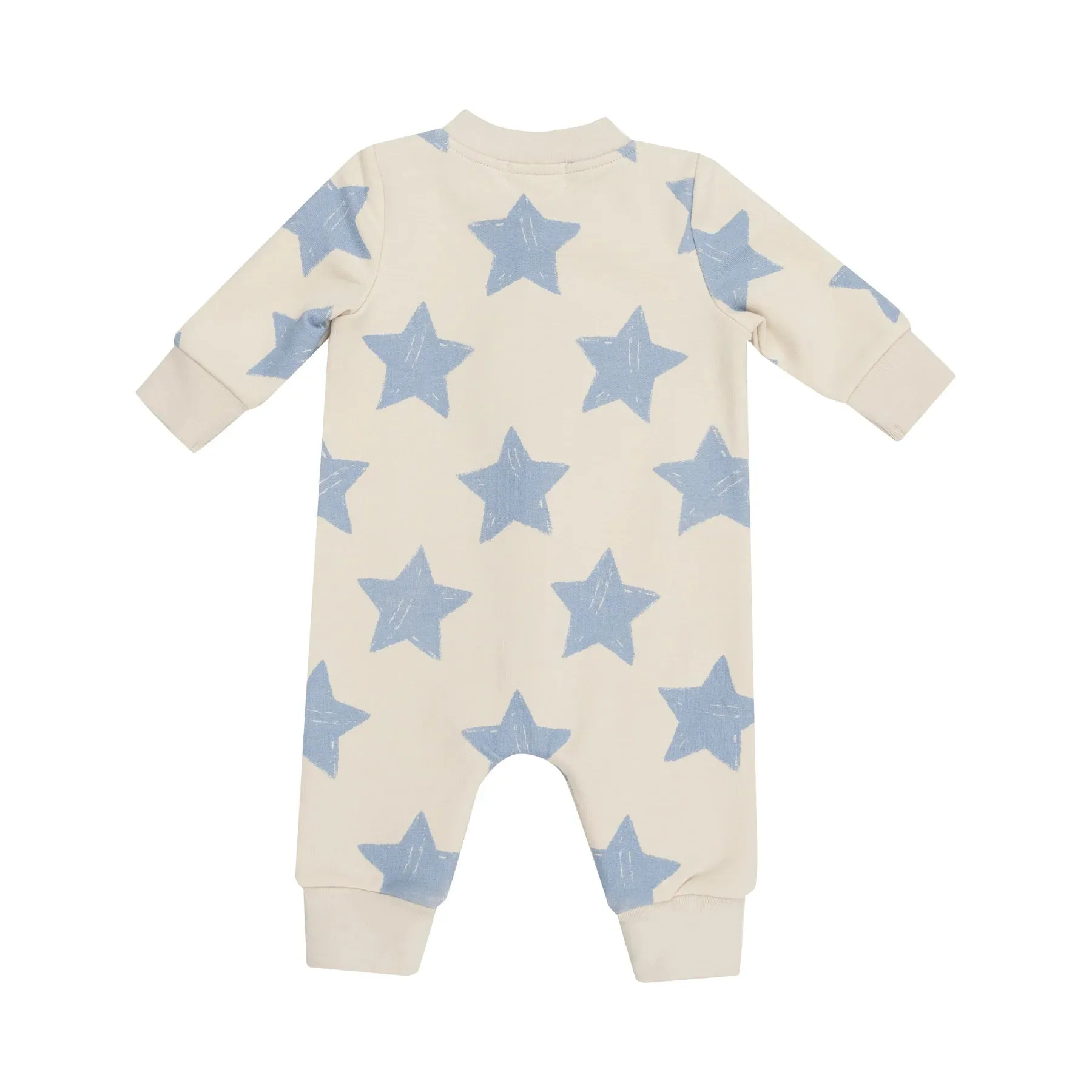 Angel Dear- Baseball Collar Romper - Sketchy Stars Blue