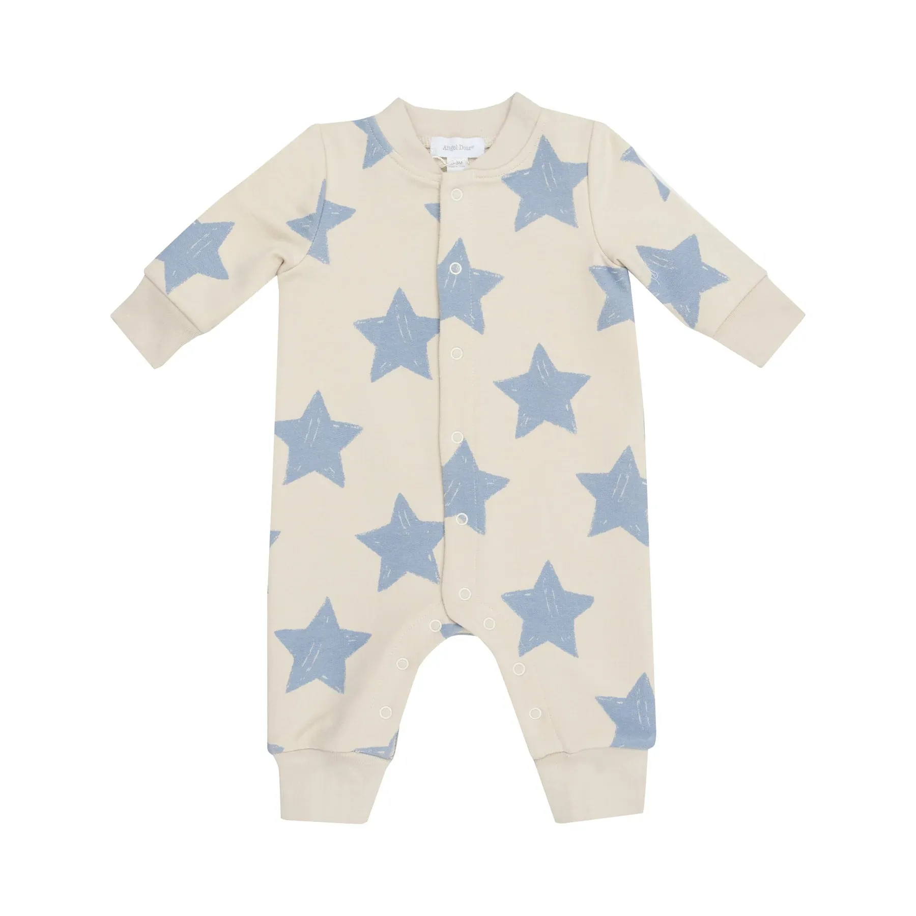Angel Dear- Baseball Collar Romper - Sketchy Stars Blue