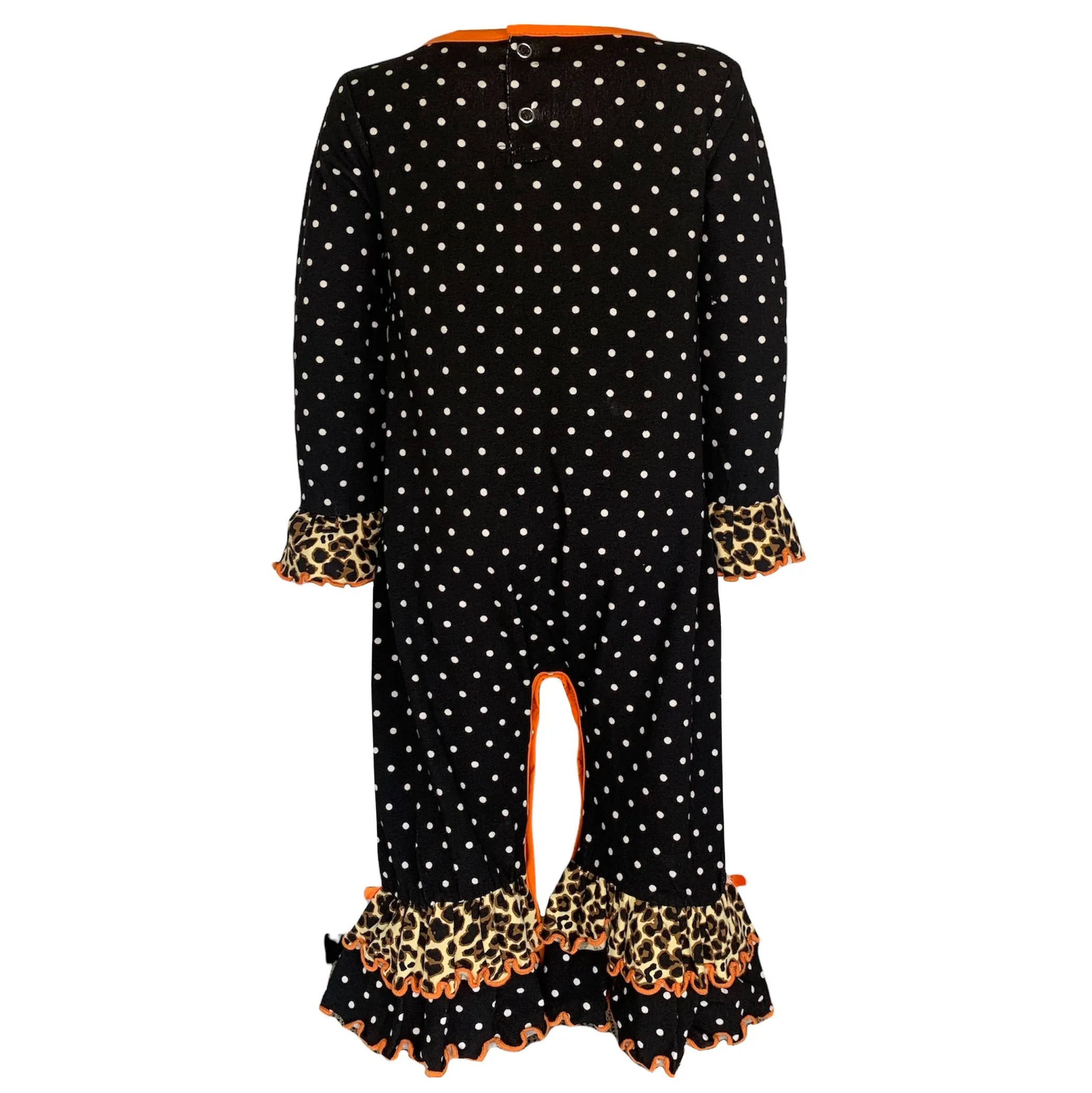 AnnLoren Baby Girls Orange pumpkin Jack O Lantern Halloween Romper