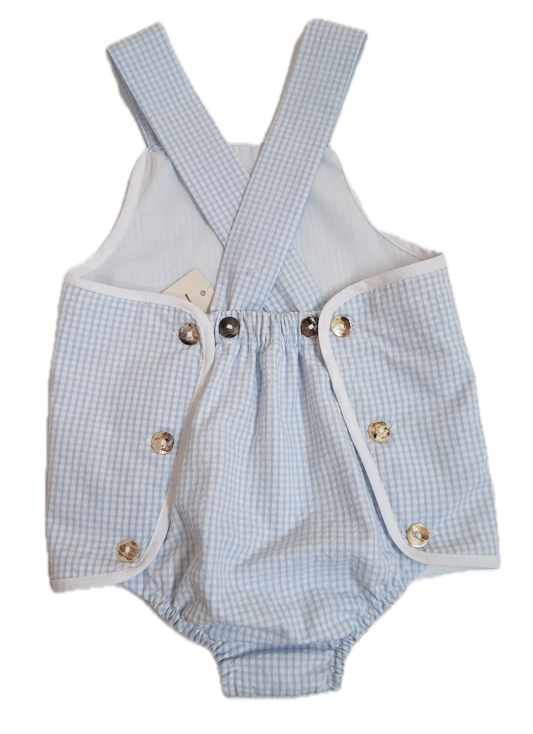 Baby Boy's Blue and White checks Sun Romper