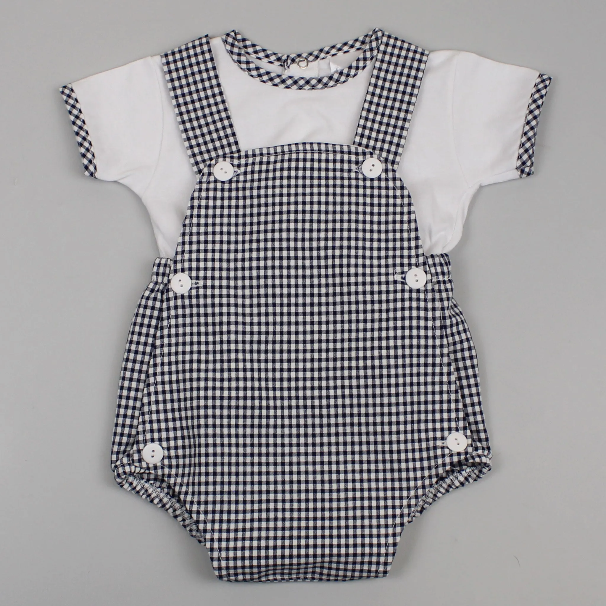Baby Boys Dungarees / Romper - Boys Summer Outfit - Pex Gingham Suit