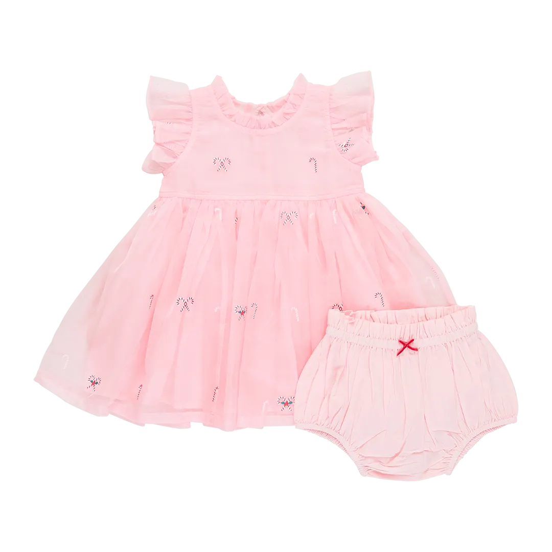 Baby Girls Organza Jennifer Dress Set - Cotton Candy Cane ||  Pink Chicken