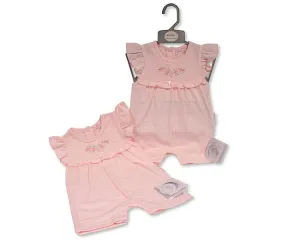 Baby Girls Romper with Embroidery and Bow - Flowers (NB-6m) (PK6) BIS-2120-6299