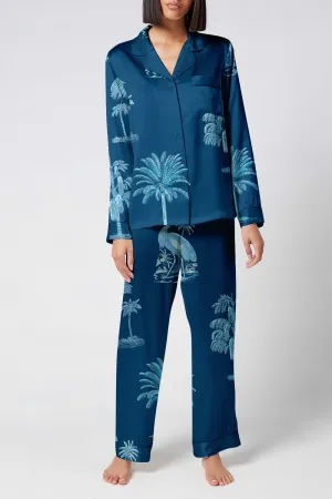 Blue Tropic Serenity Satin Pajama Set