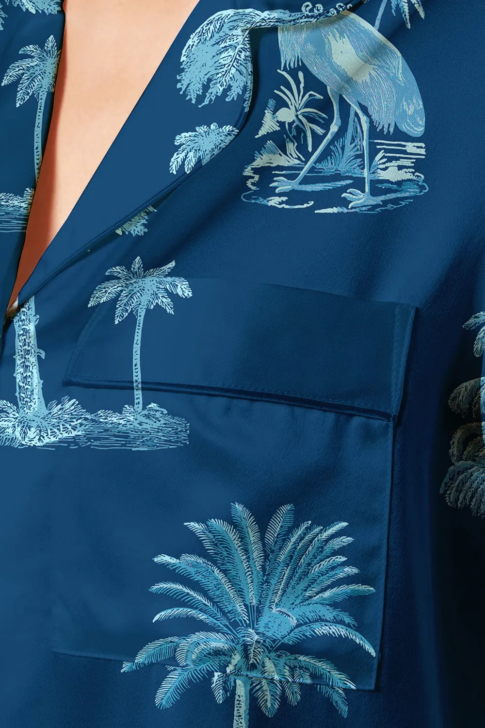 Blue Tropic Serenity Satin Pajama Set