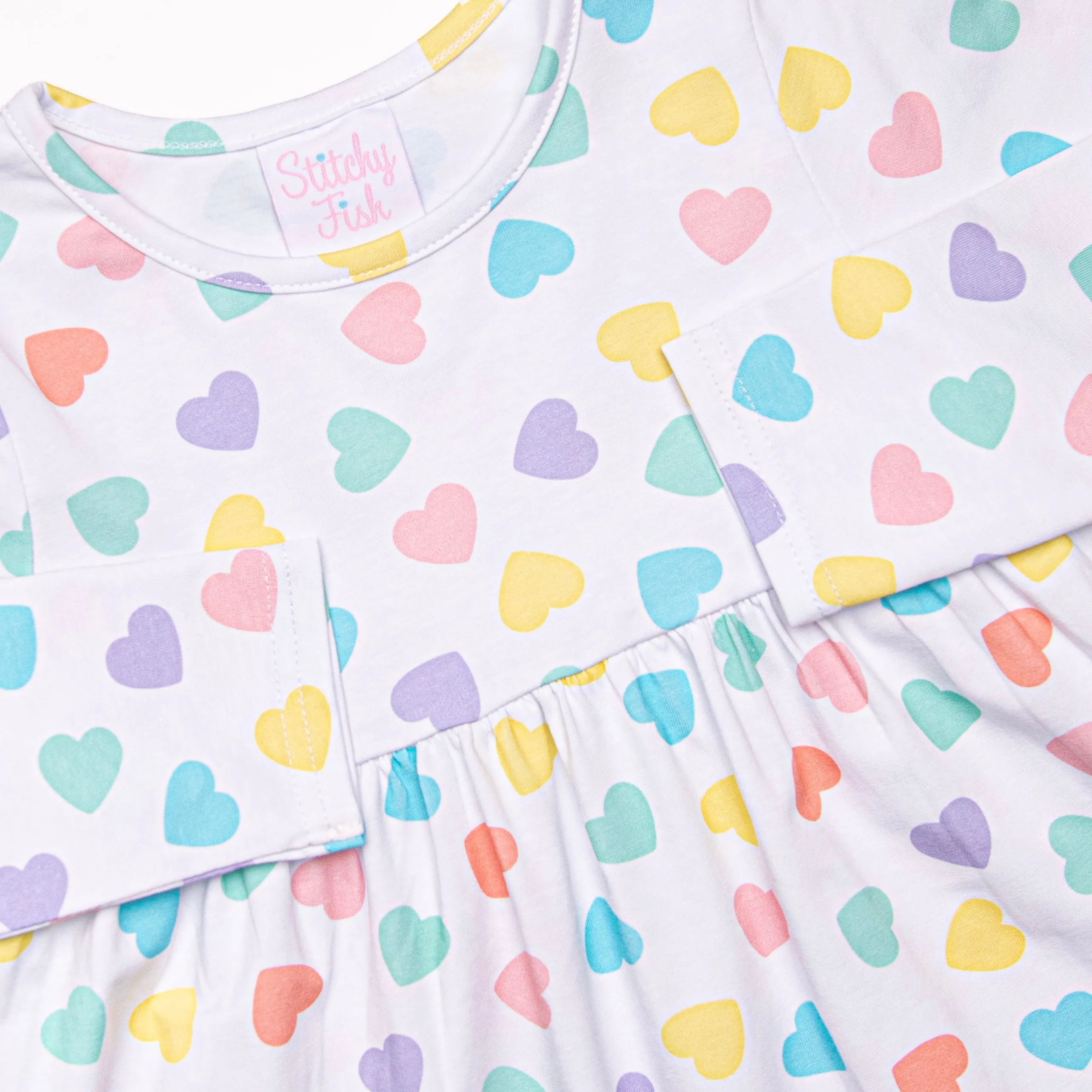 Candy Hearts Dress, White