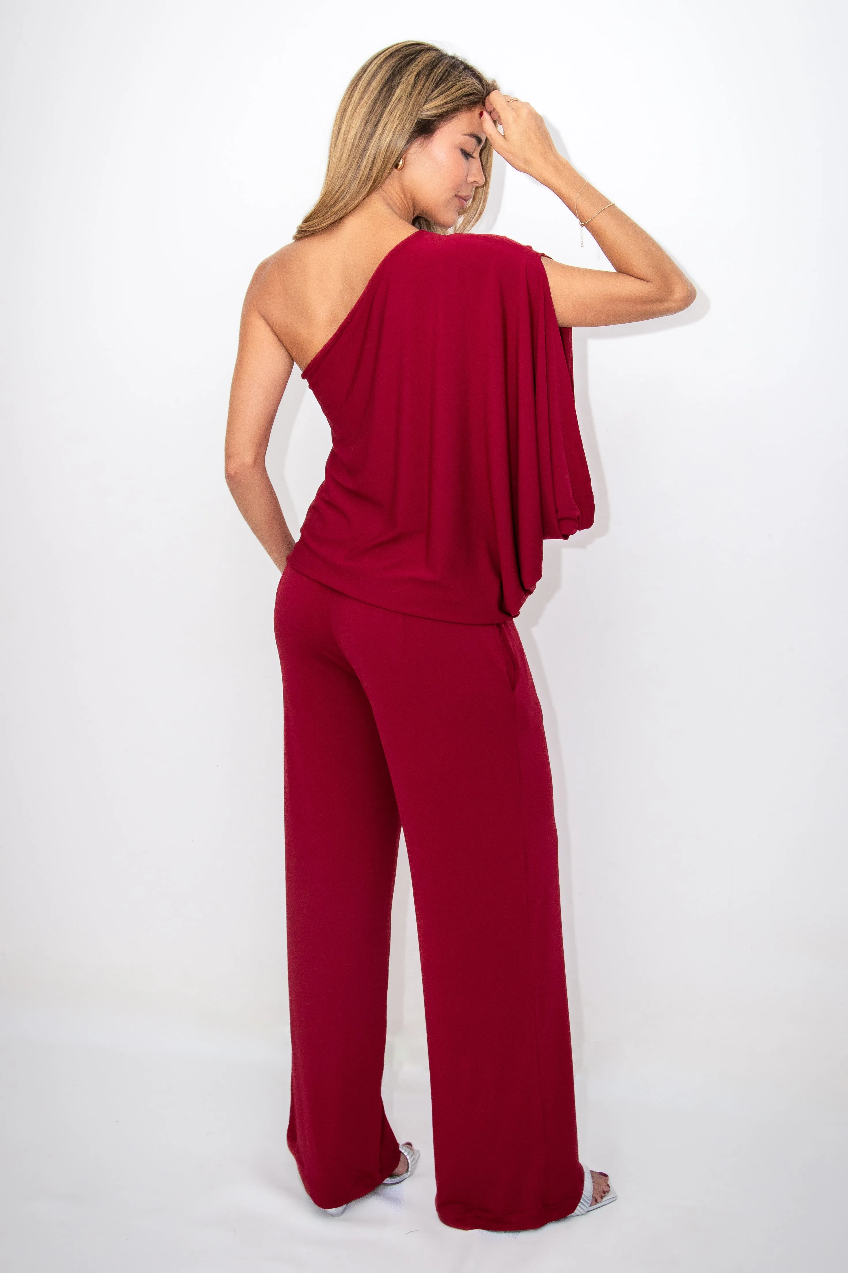Comfy Vibes One Shoulder Blouson Jumpsuit- CUSTOMIZED COLOR