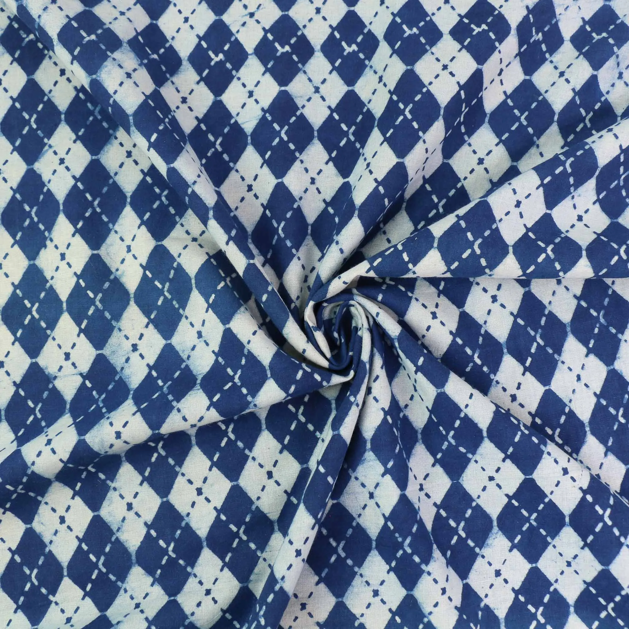 Cotton Voile - Indigo Hand block print