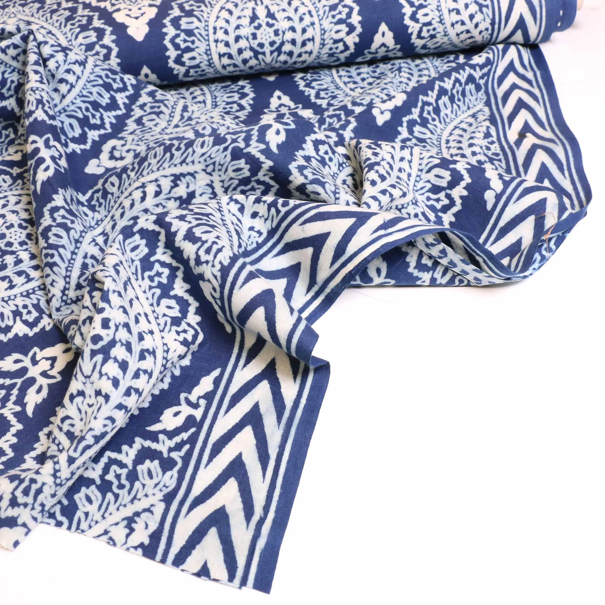 Cotton Voile - Indigo Hand block print