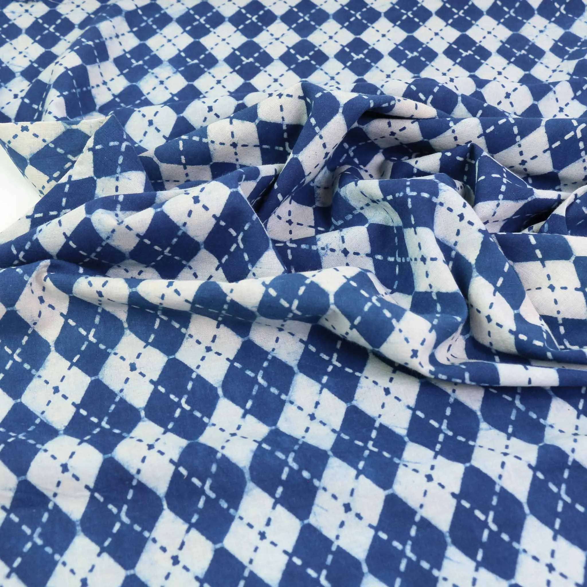 Cotton Voile - Indigo Hand block print