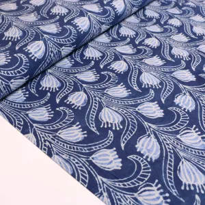 Cotton Voile - Indigo Hand block print
