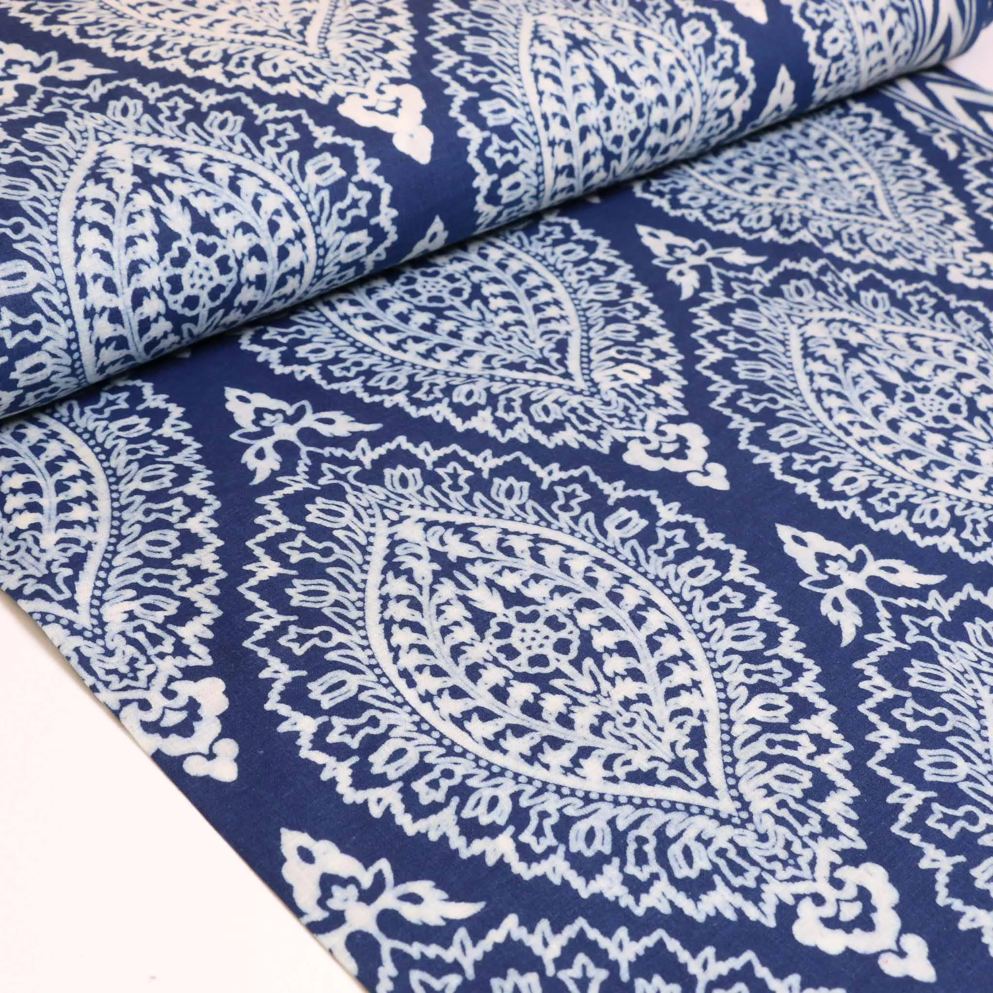Cotton Voile - Indigo Hand block print