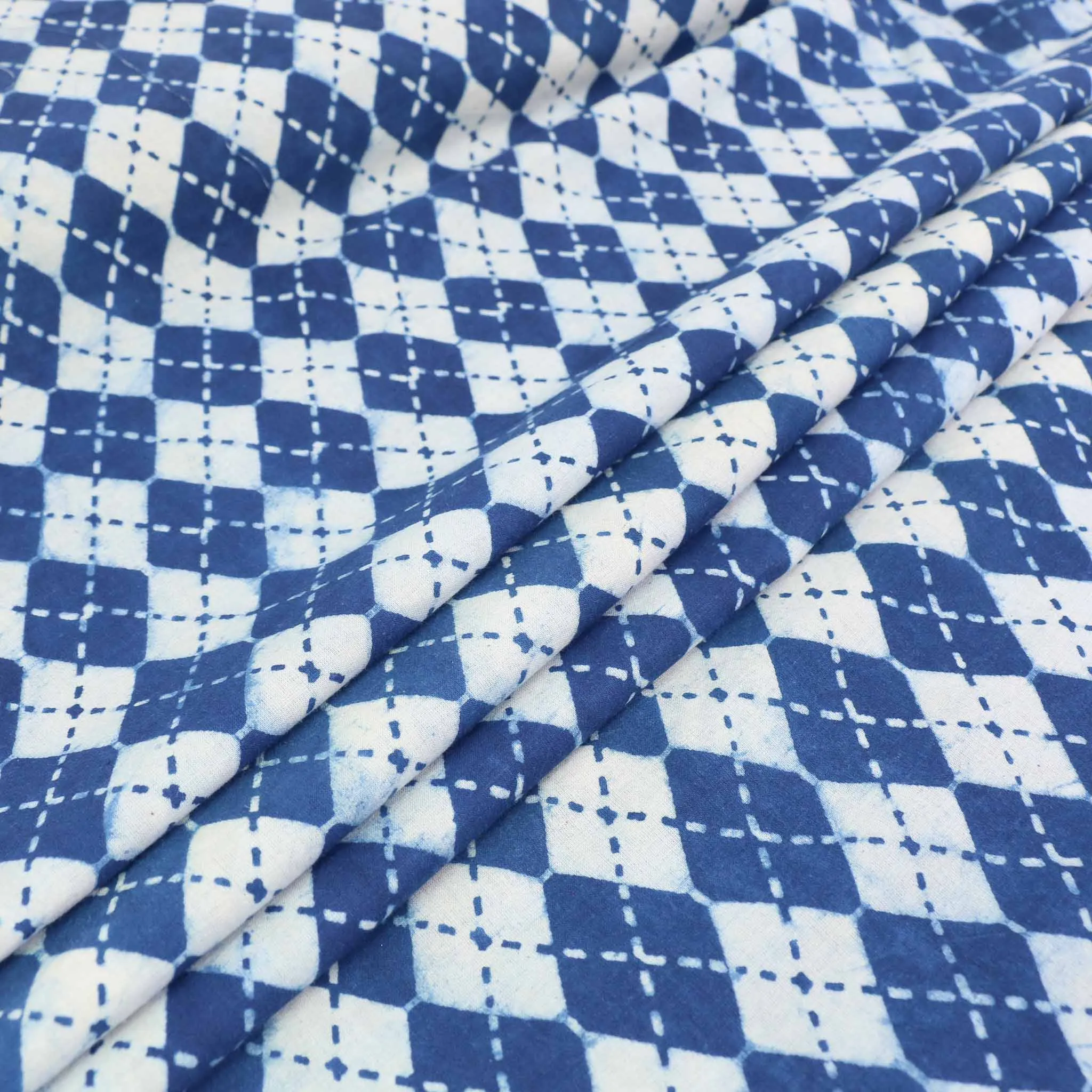 Cotton Voile - Indigo Hand block print