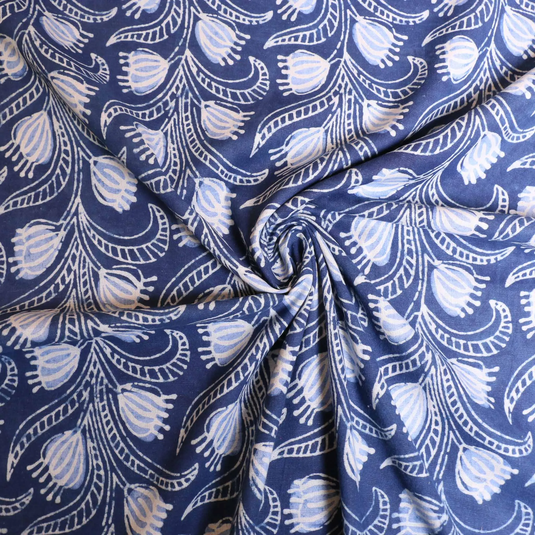 Cotton Voile - Indigo Hand block print