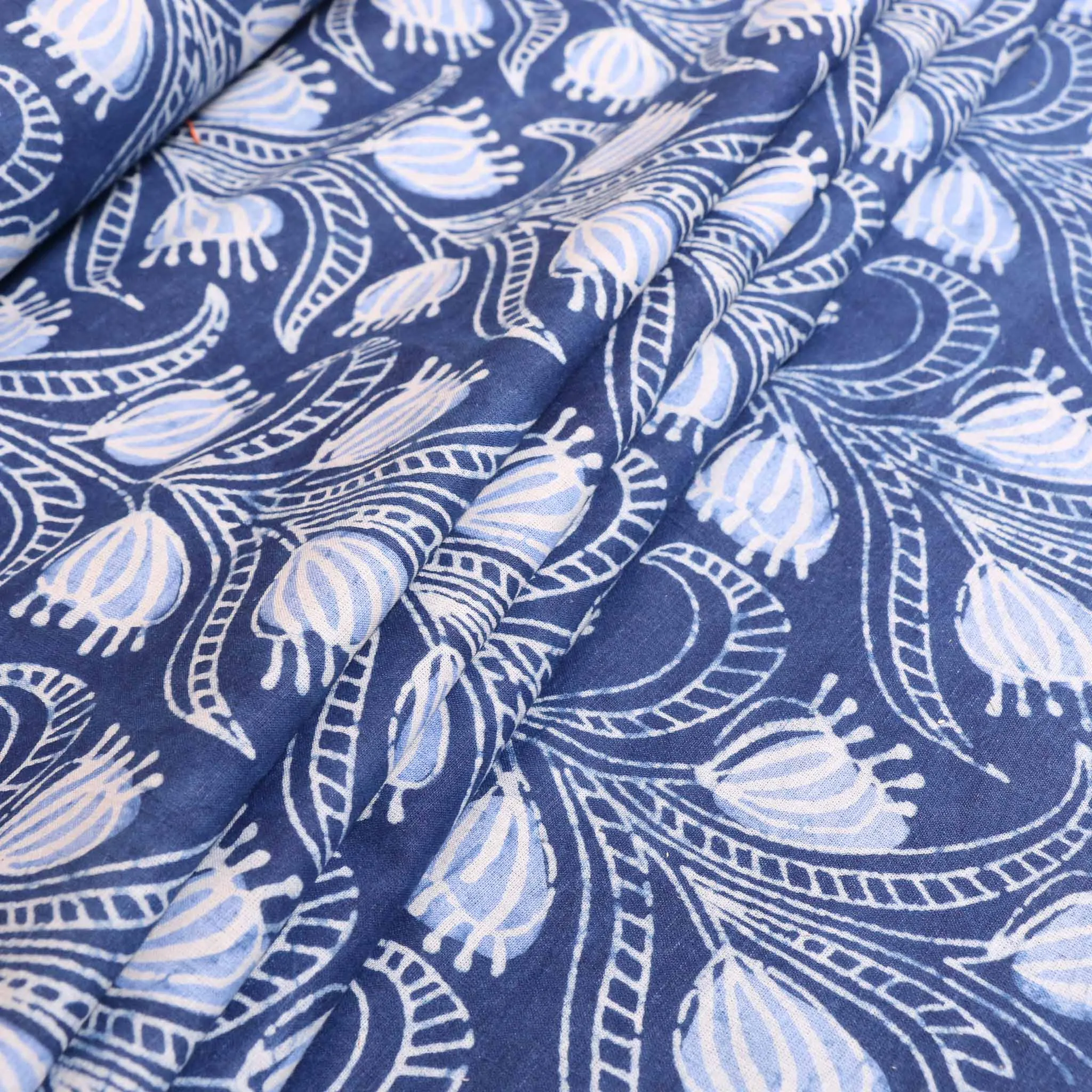 Cotton Voile - Indigo Hand block print