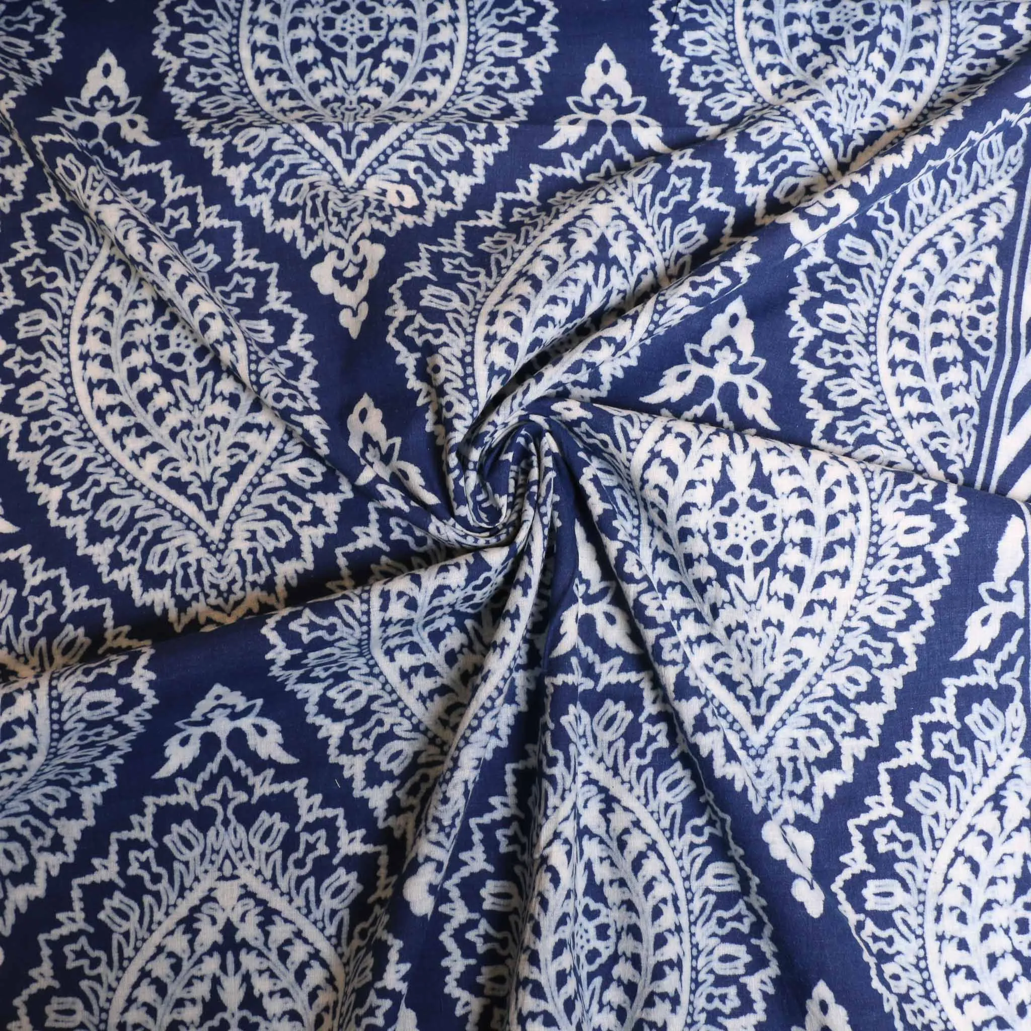 Cotton Voile - Indigo Hand block print