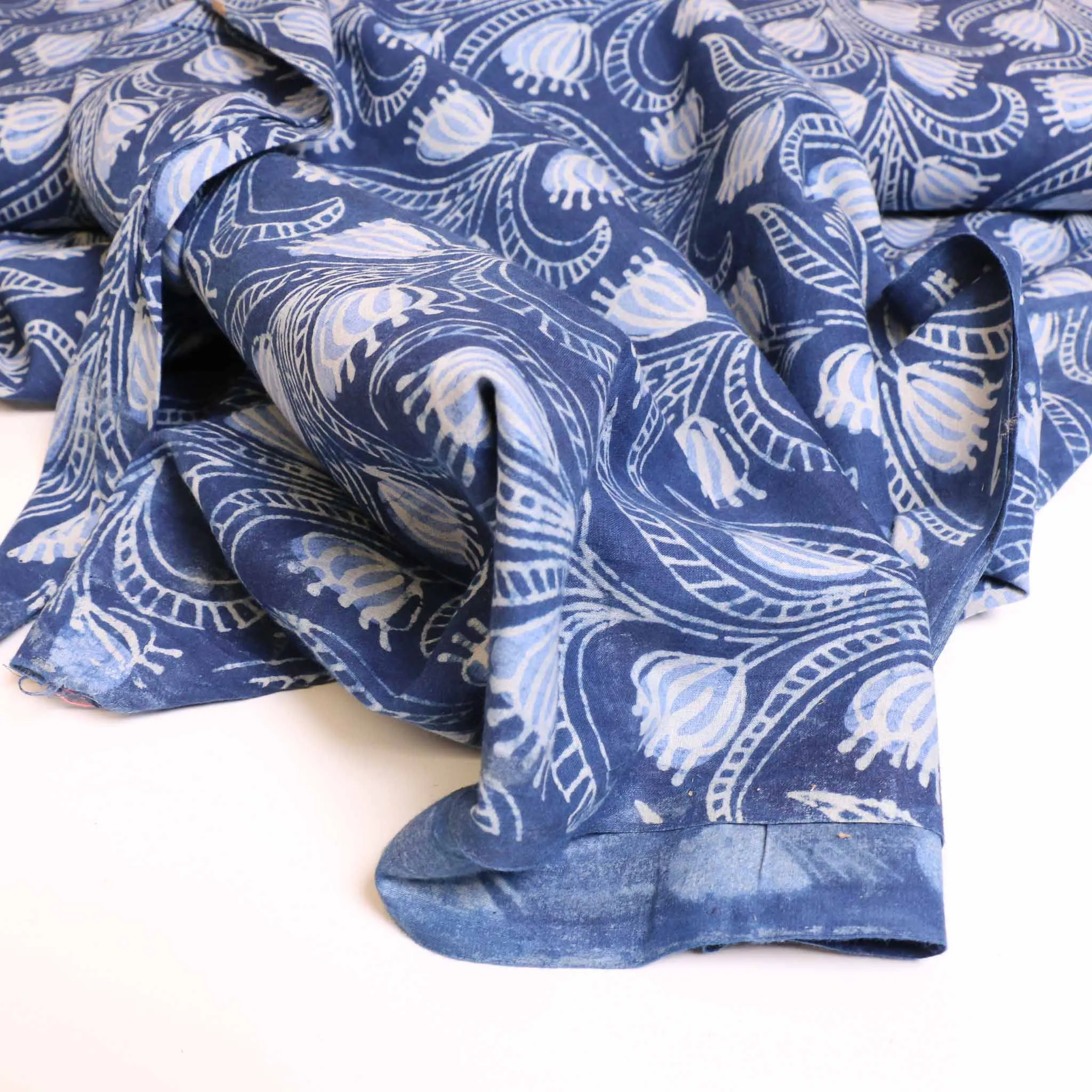 Cotton Voile - Indigo Hand block print