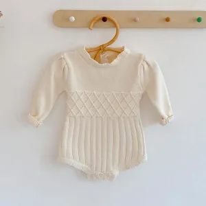 Cream Knitted Baby Onesie