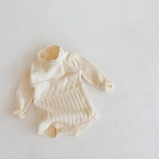 Cream Knitted Baby Onesie