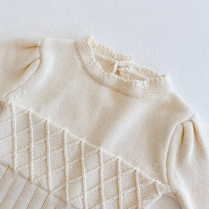 Cream Knitted Baby Onesie