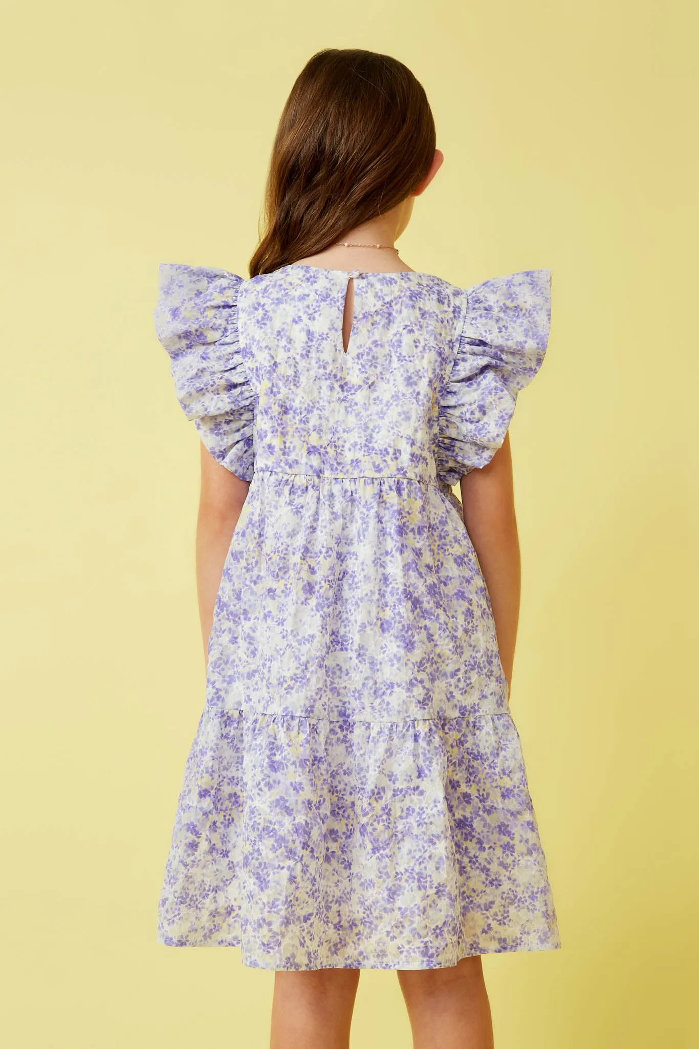 Ditsy Floral Exaggerated Ruffle Sleeve Dress