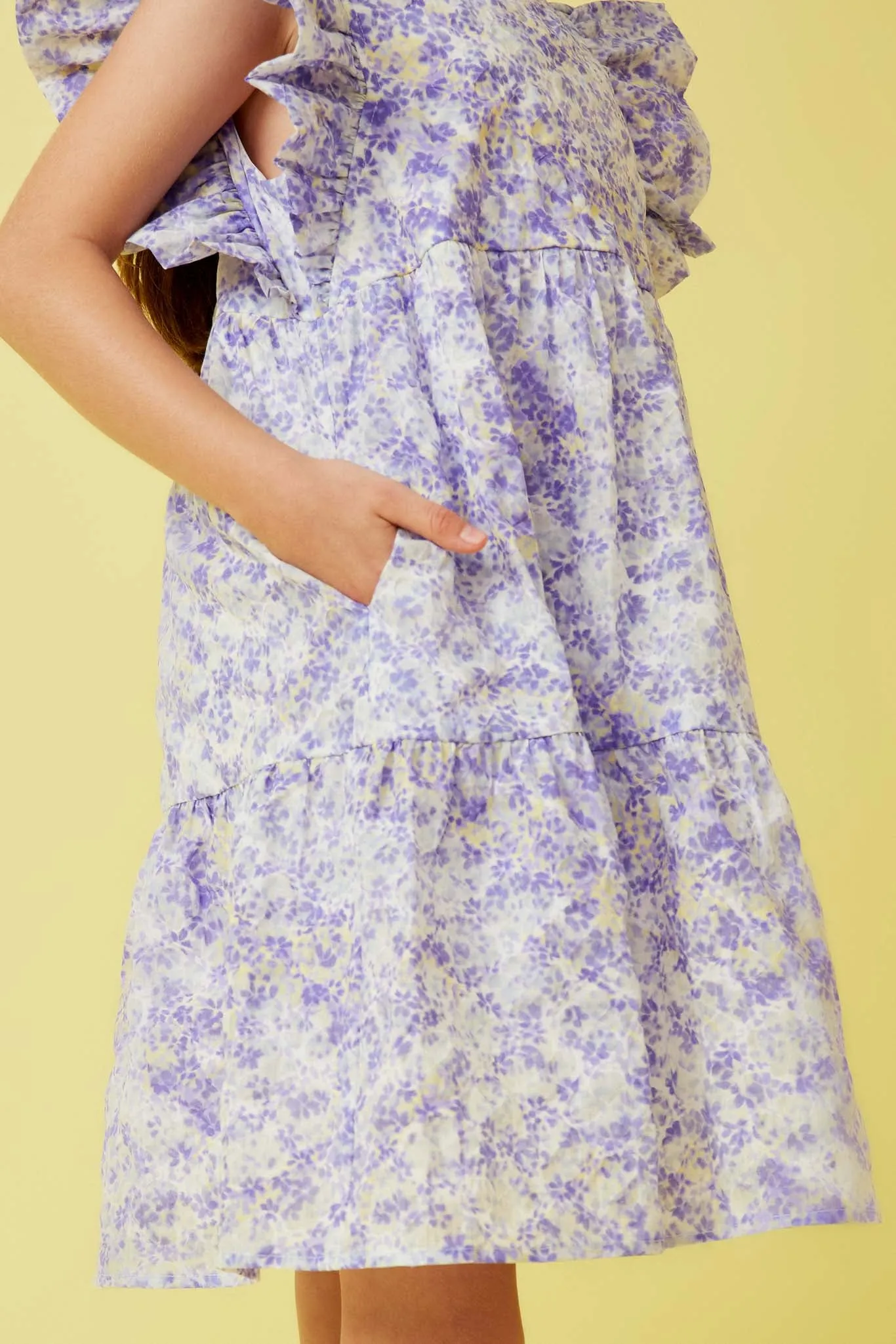 Ditsy Floral Exaggerated Ruffle Sleeve Dress