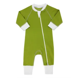 Endanzoo Classic Snuggle Organic Long Sleeve Double Zippered Romper - Green