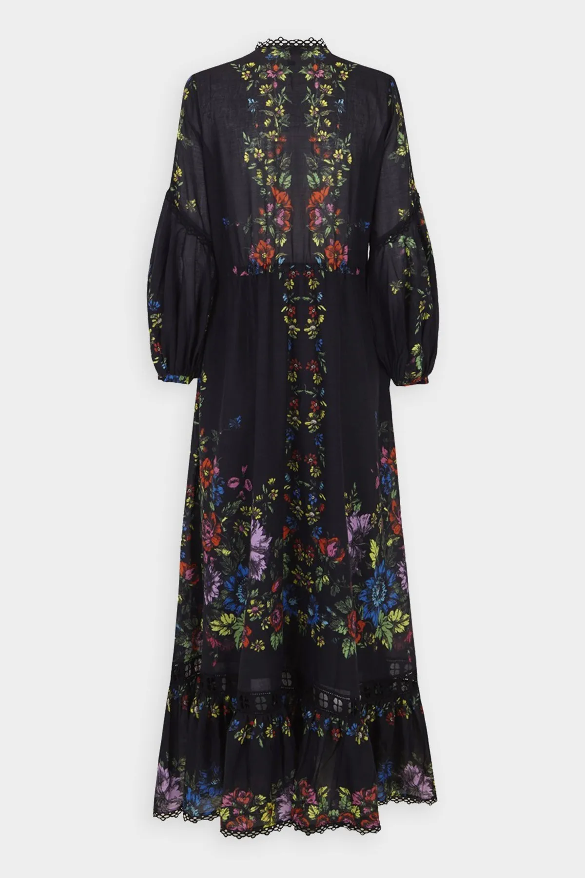 Ganna Long Dress in Garden Black Print