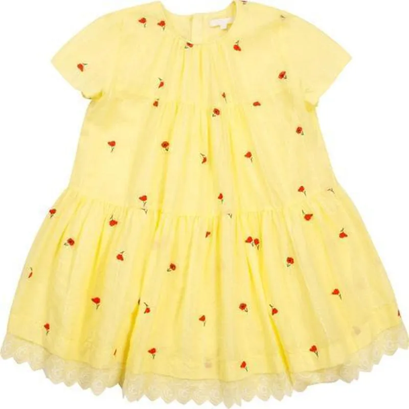 Girls Lemon Poppy Tier Dress