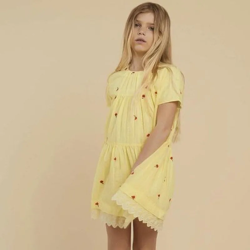 Girls Lemon Poppy Tier Dress
