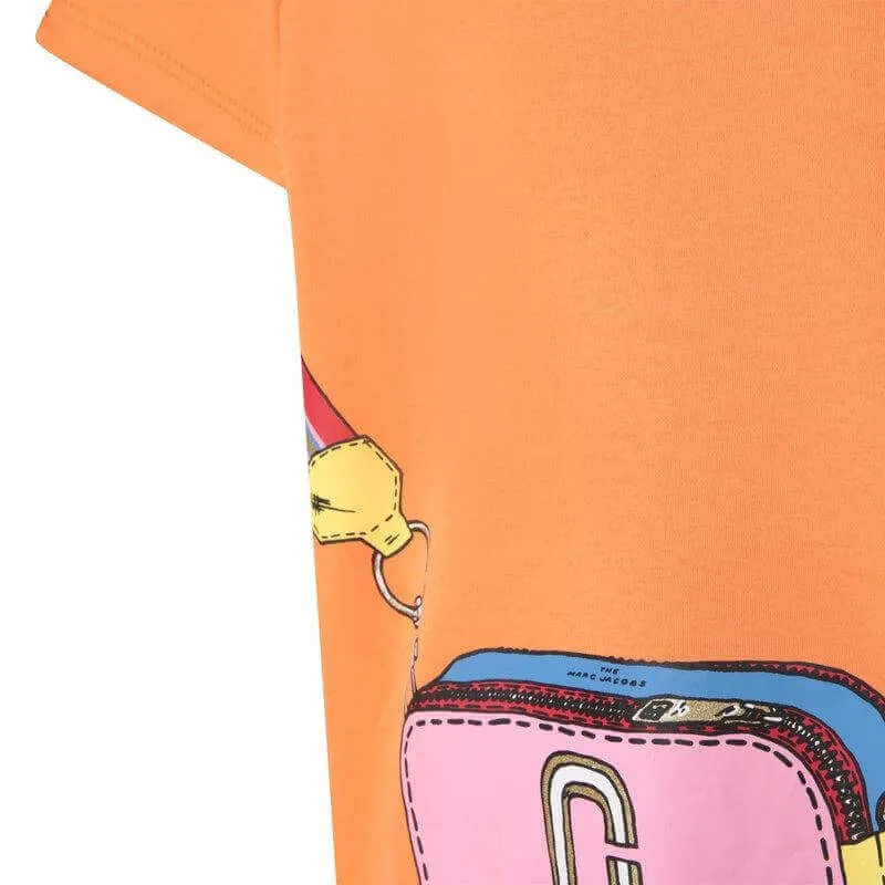 Girls Orange Snapshot Bag Dress