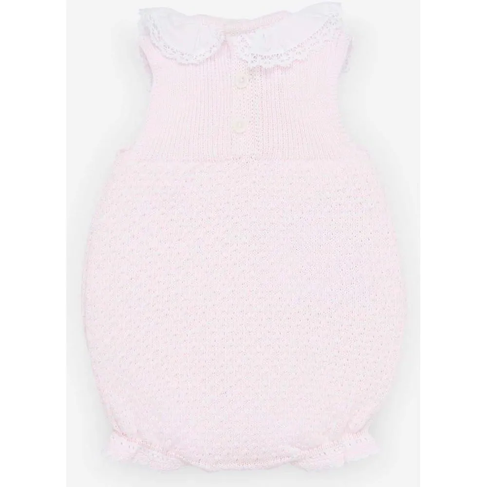 Girls Pale Pink Knit Romper