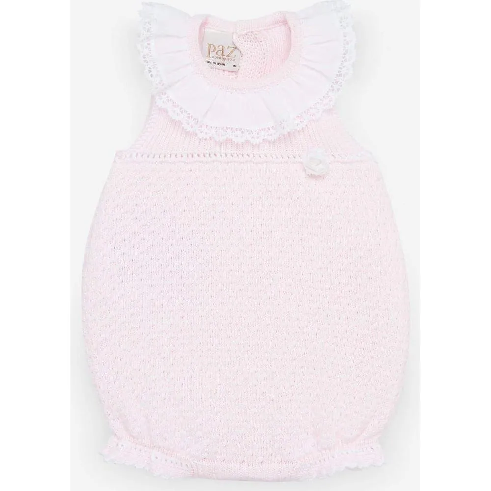 Girls Pale Pink Knit Romper