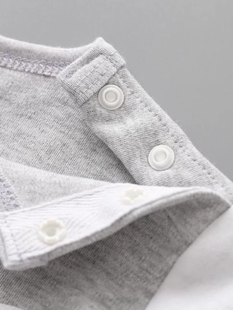 Grey Bear Face Cheek Baby Sleepsuit