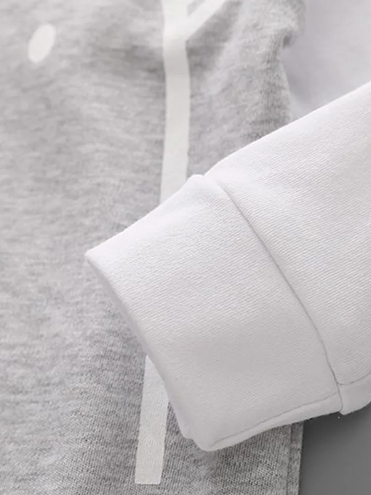 Grey Bear Face Cheek Baby Sleepsuit