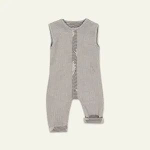 Grey Dinosaur And Stripe Print Romper