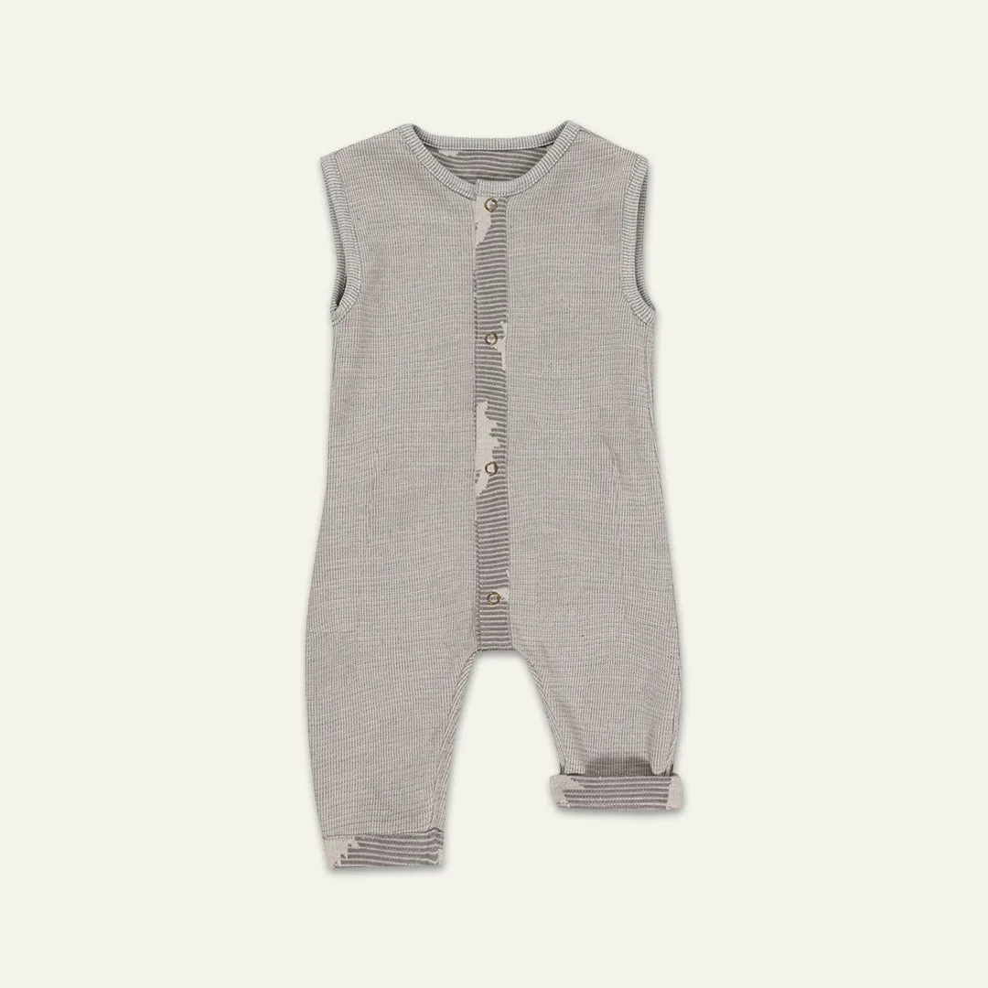Grey Dinosaur And Stripe Print Romper