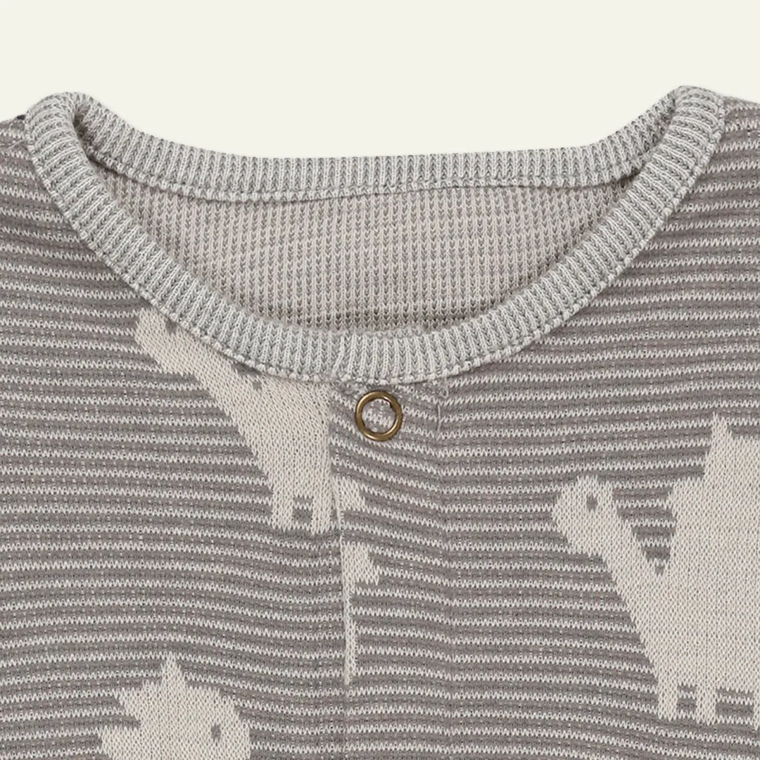 Grey Dinosaur And Stripe Print Romper