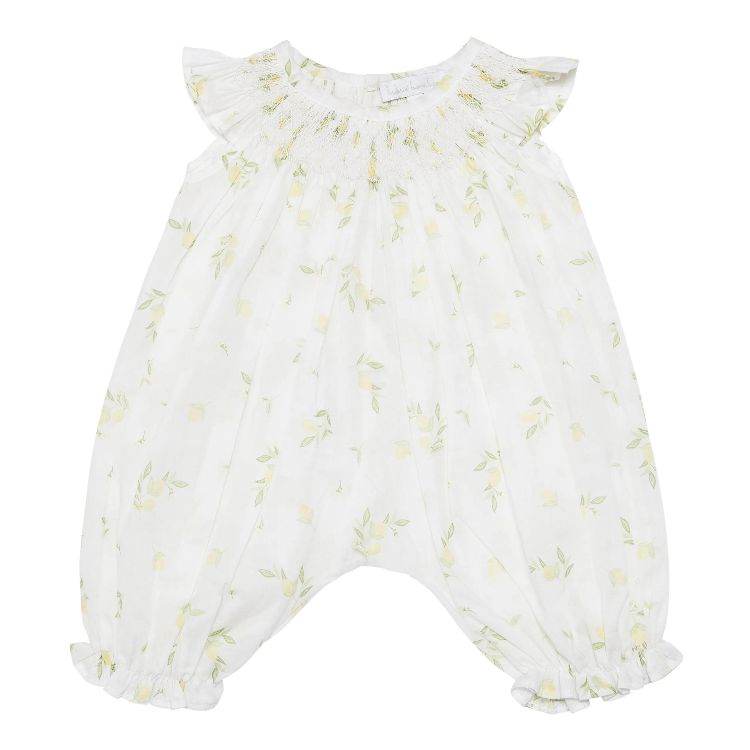 Handsmocked Romper with Lemon Print