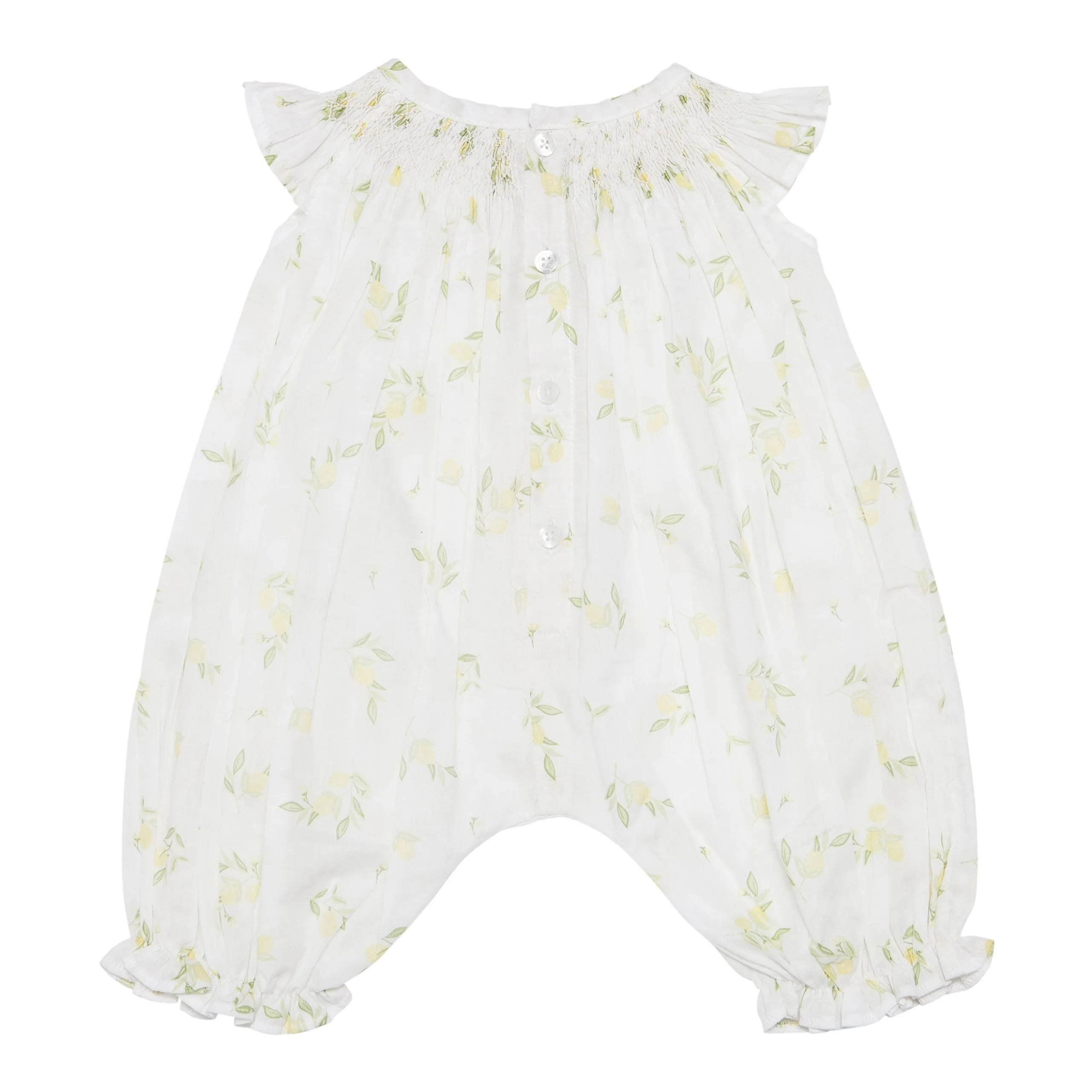 Handsmocked Romper with Lemon Print