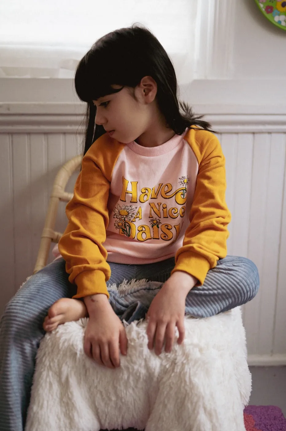 Have a Nice Daisy Retro Raglan French Terry
