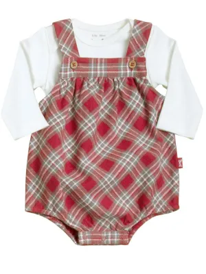 KITE Organic - Red and Cream Check Bubble Style Romper 2 Piece Set - Newborn to 1 month