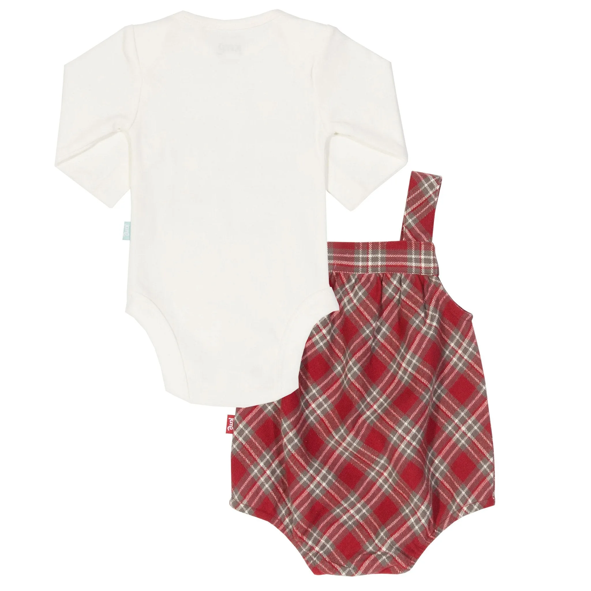 KITE Organic - Red and Cream Check Bubble Style Romper 2 Piece Set - Newborn to 1 month