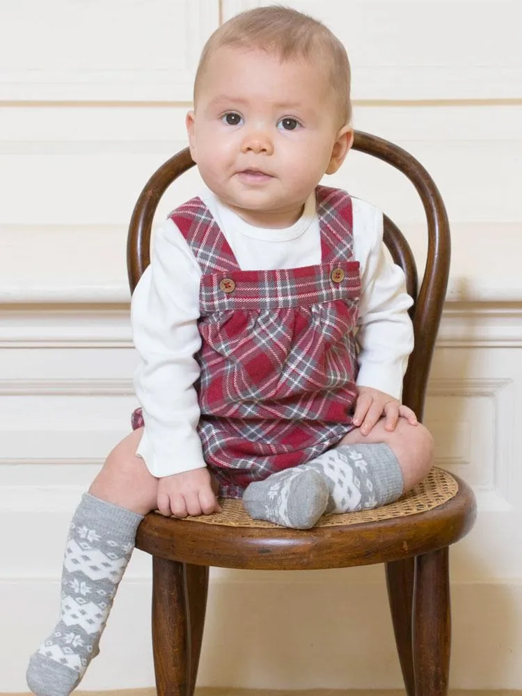 KITE Organic - Red and Cream Check Bubble Style Romper 2 Piece Set - Newborn to 1 month