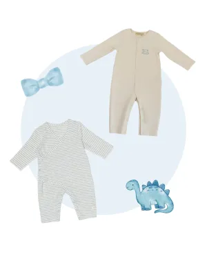 Long Sleeve Rompers Bundle (Pack of 2, Blue)