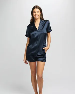 Love&Lustre - Short Silk Piped PJ Set - Navy