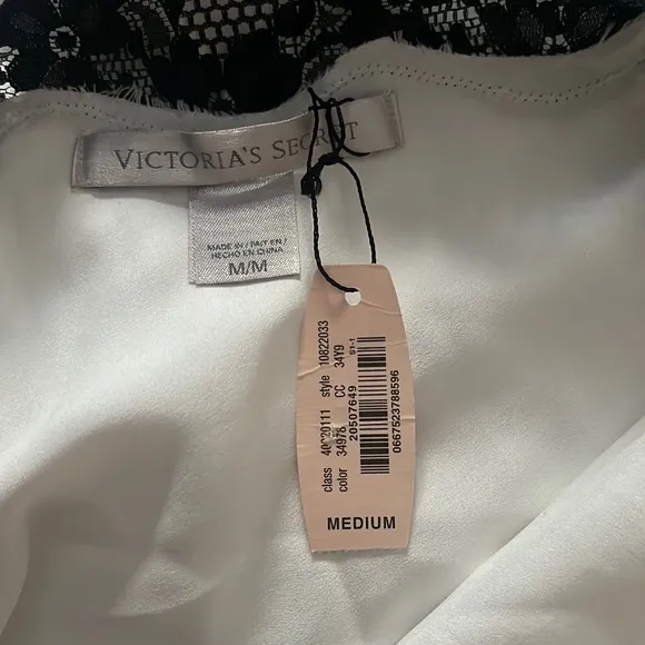 M VS Victoria’s Secret  Satin lingerie Slip dress white with black lace