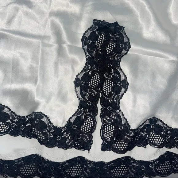 M VS Victoria’s Secret  Satin lingerie Slip dress white with black lace