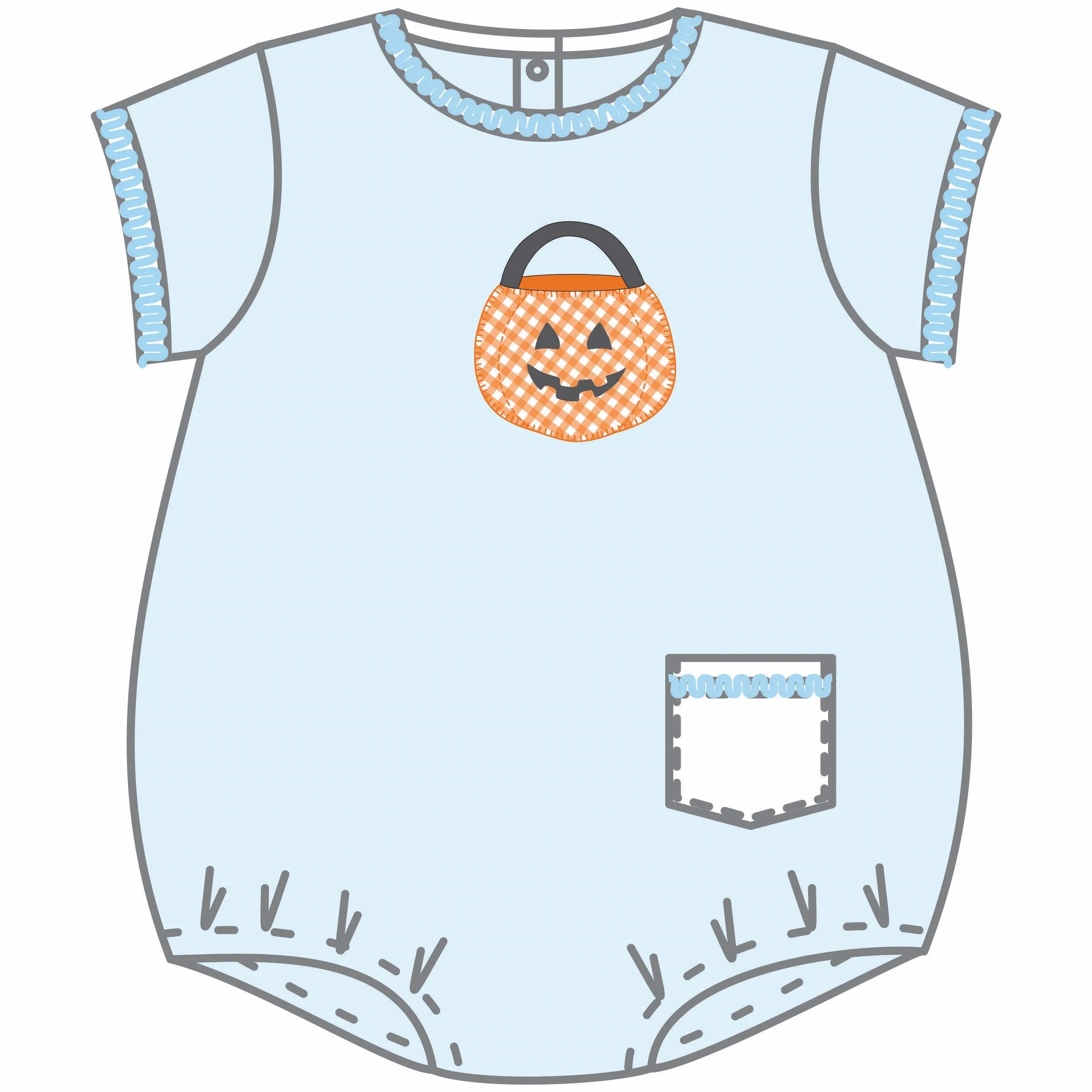 Magnolia Baby Trick or Treat Appliqué Bubble - Blue
