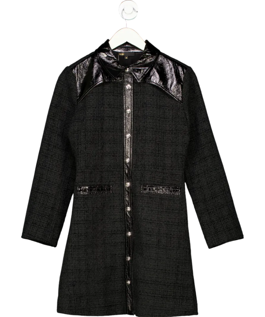 Maje Black Button Down Knit Dress UK 8